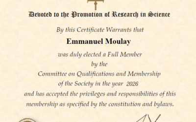 Distinction | Emmanuel MOULAY devient « Full Member » de la société honorifique Sigma Xi